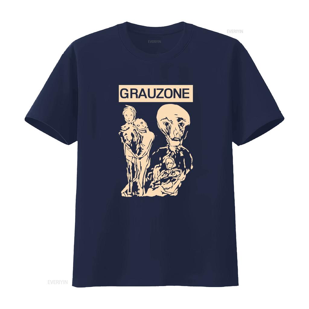 Grauzone Band Vintage Art Print Cotton T Shirt Retro Style Black Sizes S 4XL vintage Washed Top For Everyday Wear streetwear