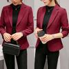 Women One Button Solid Color Lapel Long Sleeve Slim Blazer Coat Suit