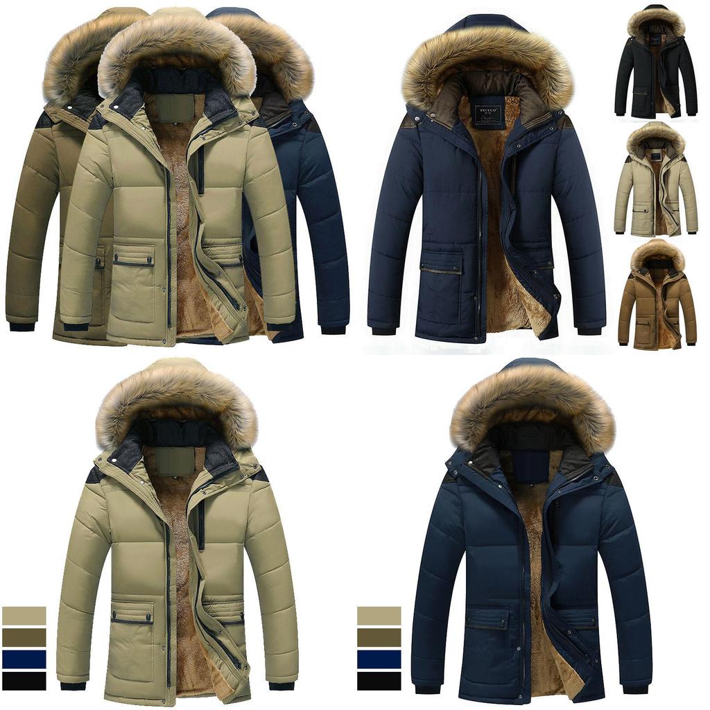 Men's Military Coat Thicken Warm Outwear Parka Hooded Jacket Outdoor Winter Fashion