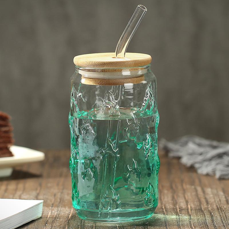 Glass straw cup Adult glass cup Coke cup Household water cup with straw Female student beverage cup Glass