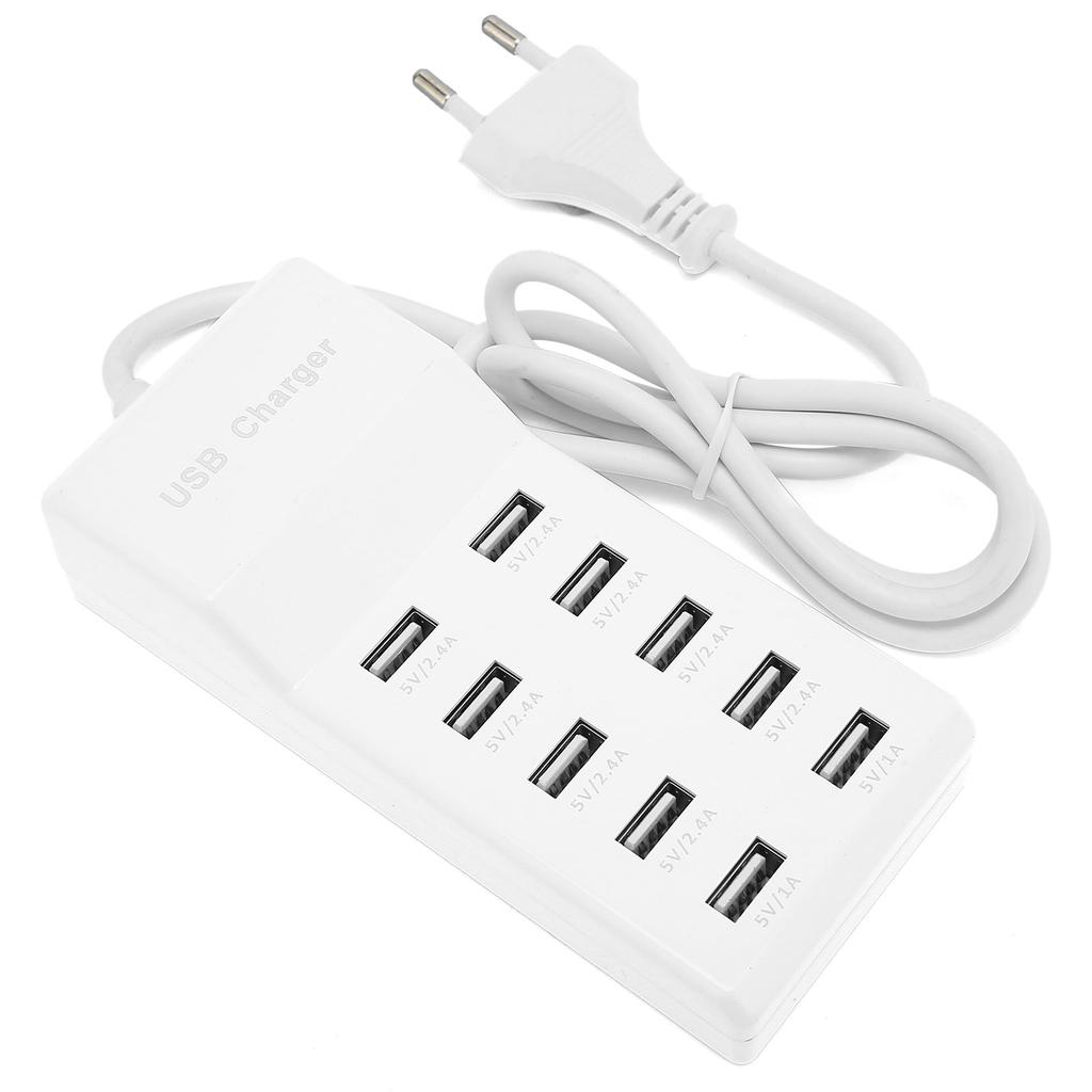 USB Charging Station 10‑Port Wall Power Smart Charger for Multiple Devices