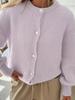 Elegante Damen-Strickjacke mit Knöpfen - Herbst/Winter Unifarbener Rundhals-Pullover