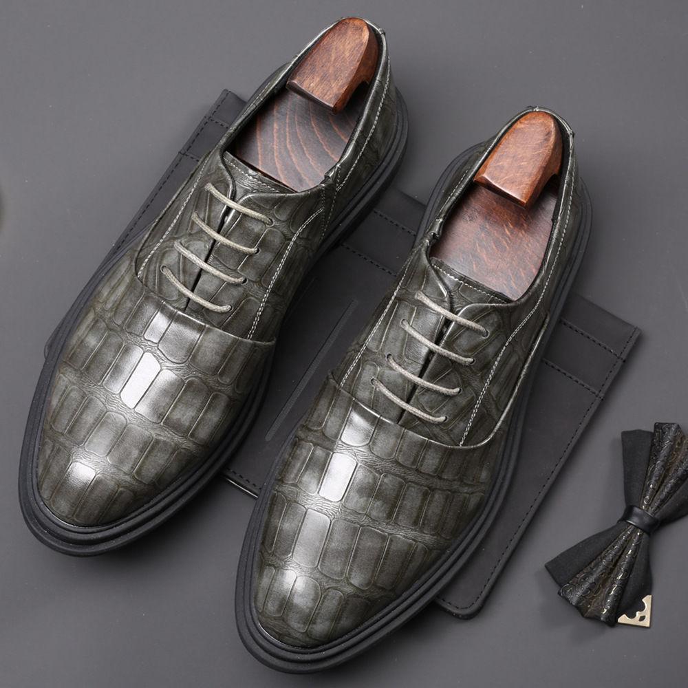 

Ofu Shoes 3199 Retro Stone Pattern Men s Casual Shoes, Black Brown Leather Shoes Men s Shoes Lace Up 48 сірий колір