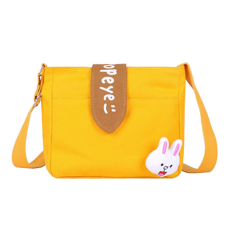 Rabbit Duck Dinosaur Plush Decorations Canvas Shoulder Bag For Women With Zipper Closure For Daily Use And Street Style