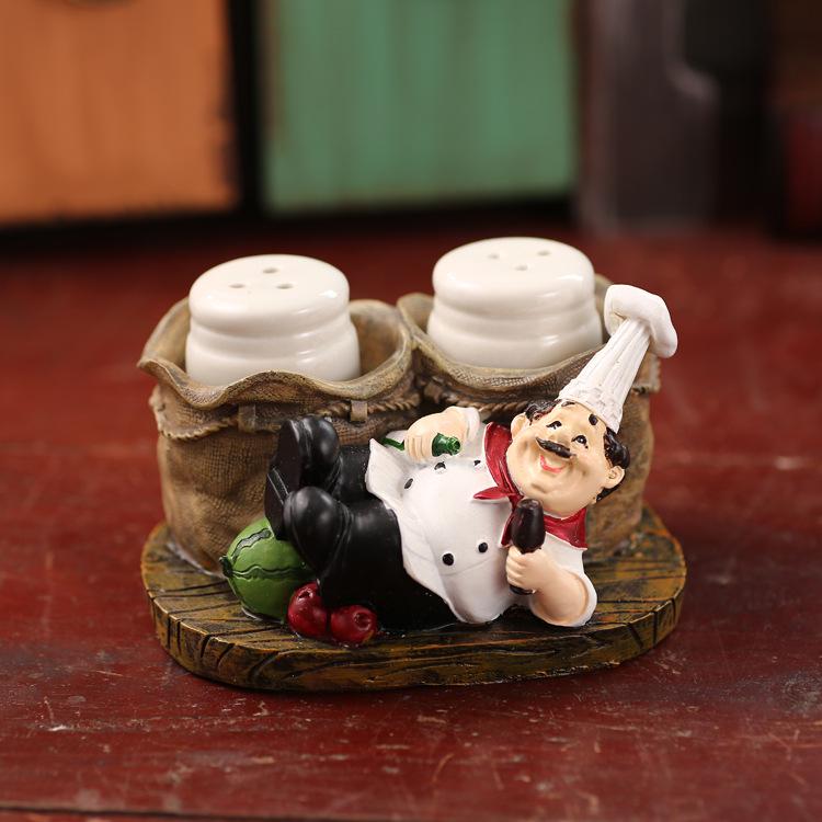 Retro American Country Chef Seasoning Jar - Stylish Home or Cafe Decoration Ornament