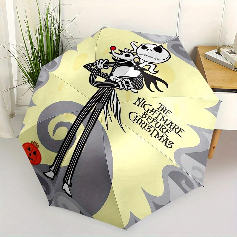 

Jack Skellington,Nightmare Before Christmas Themed Automatic Opening and Closing Folding Umbrella, Reinforced 8 Ribs, Compact Travel Design,