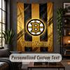 Personligt Vægtæppe, Boston Bruins Brugerdefineret Tekst, Blødt Stof Vægkunst Til Indendørs Dekoration