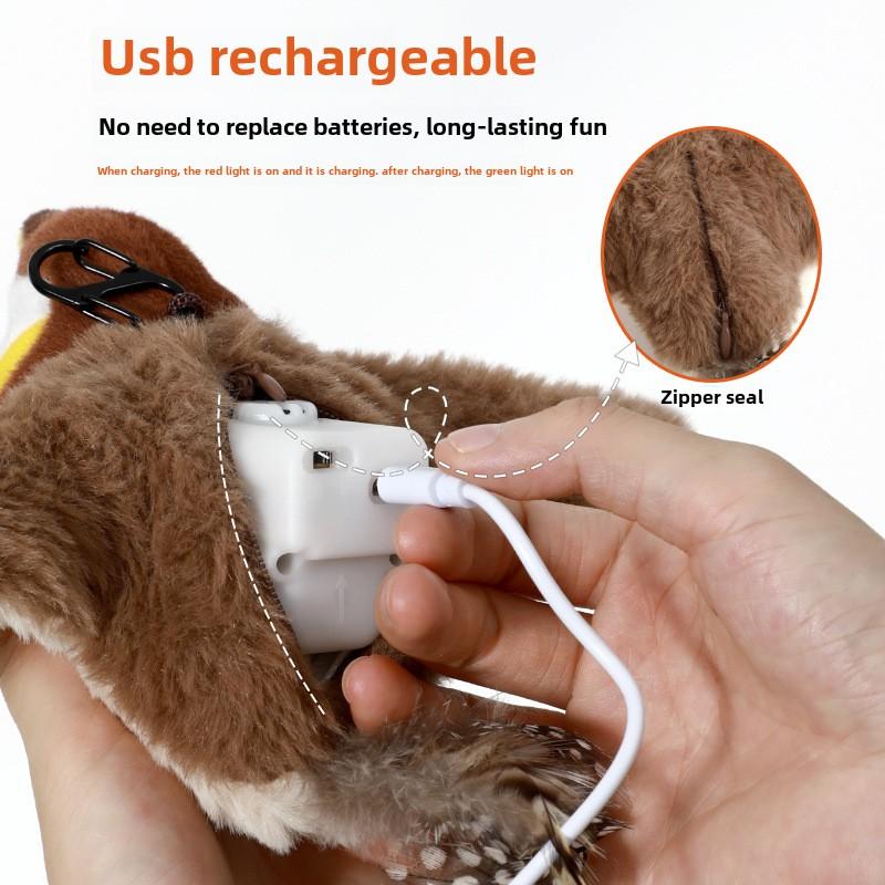 Touch Sensitive Plush Toy Catnip Rechargeable Chirping Flapping Bird with Catnip for Indoor Cats Cat Toys Things