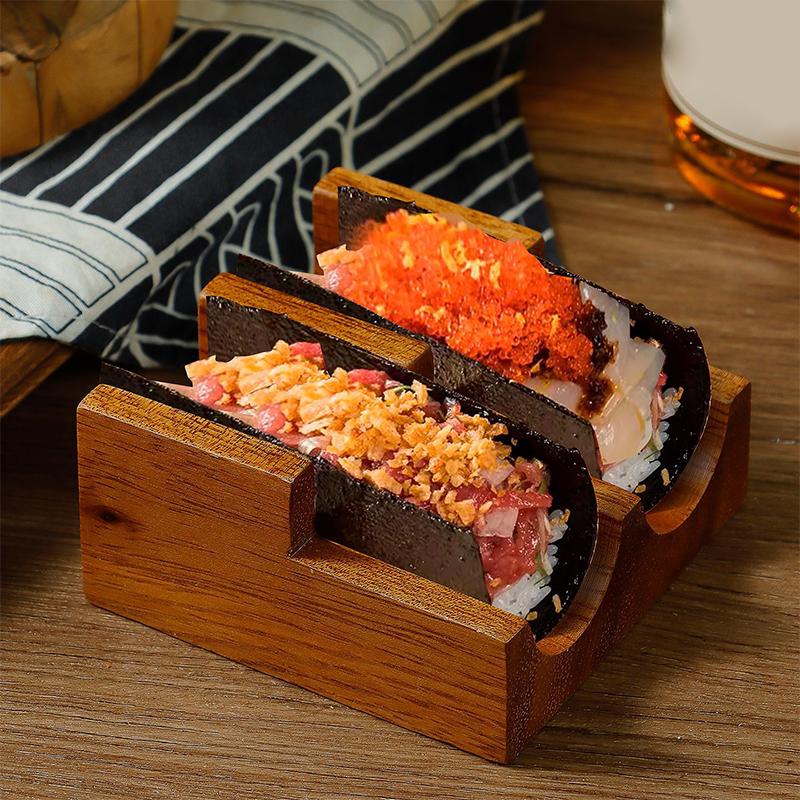 1/2/3/4/5 Slots Wooden Sushi Rack U-shape Japanese Style Sushi Serving Tray Multi Purpose Innovative Sushi Maker Holder Home