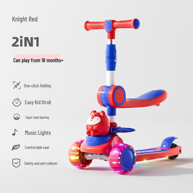 3-in-1 Children's Scooter for Ages 1-10: Sit or Ride for Girls & Boys