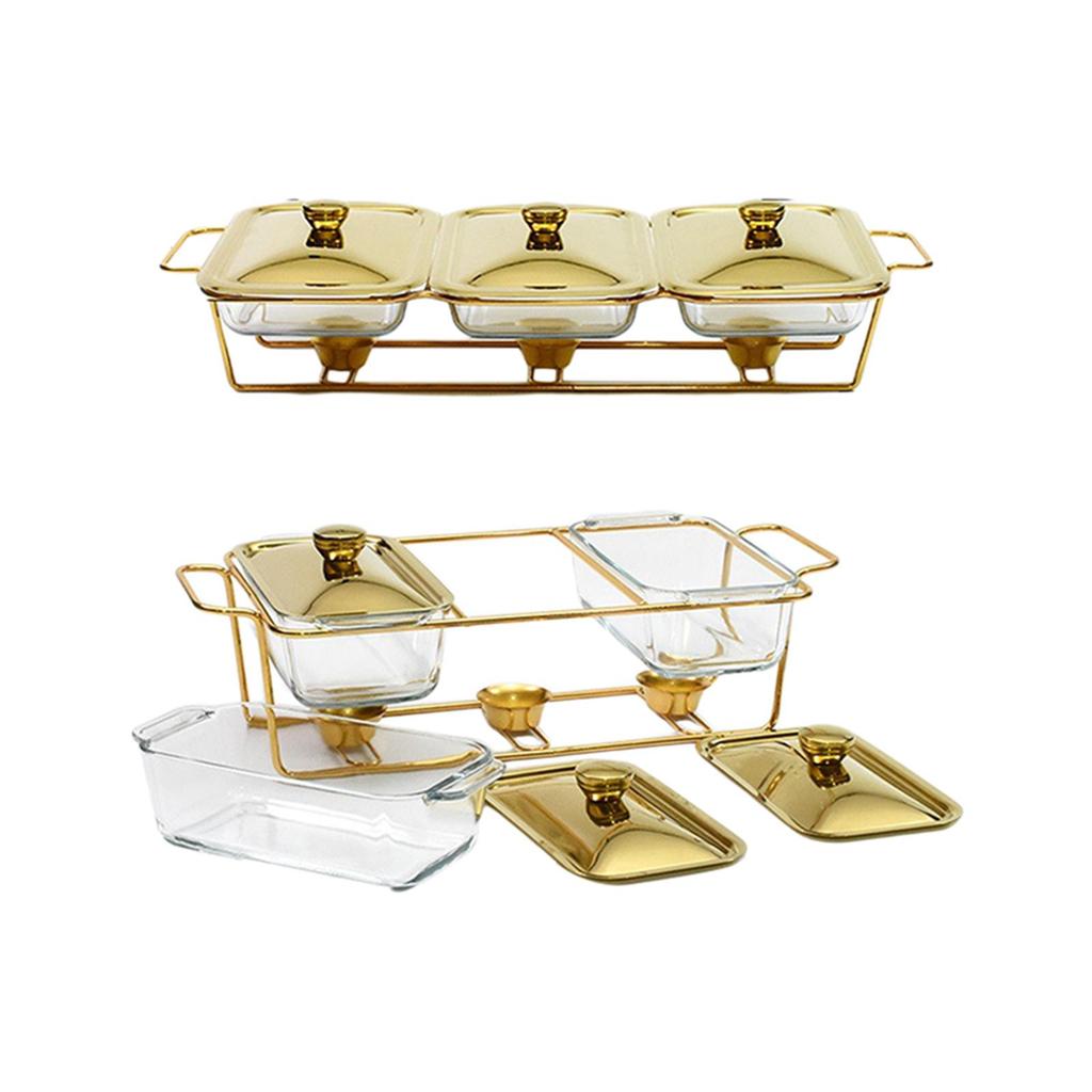 Food Warmers Trays 3 Grid Buffet Warmer Pot for Hotel Wedding 1.3L