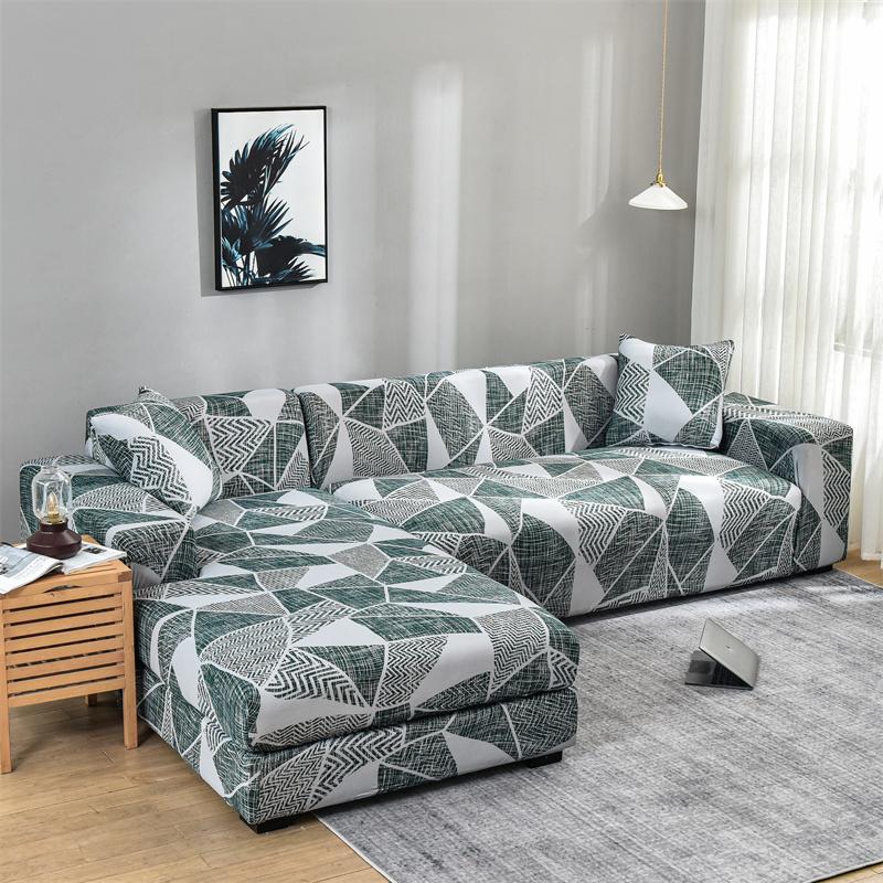 Geometric Printed Couch Cover Sofa Coverastic Slipcovers For Pets Chaselong Protector L Shape Anti-Dust Machine Washable 1Pc