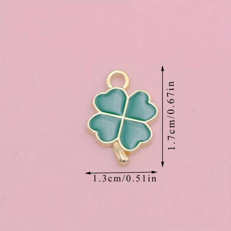 200 Golden-Tone Clover Charms with Glossy Green Enamel Four-Leaf Good Luck Pendants for Necklace Earring Bracelet Jewelry Making