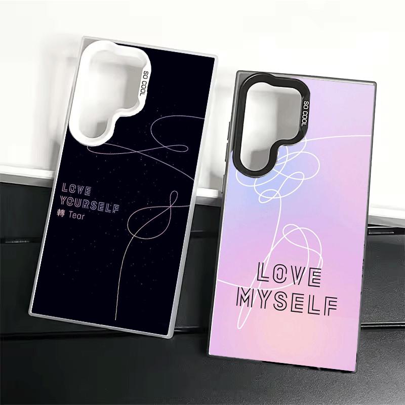 Love Yourself Flower Heart Line Kpop Shockproof Phone Case for Samsung Galaxy S26 Edge S25 Ultra S24 FE S23 Plus S21 Cover Anti