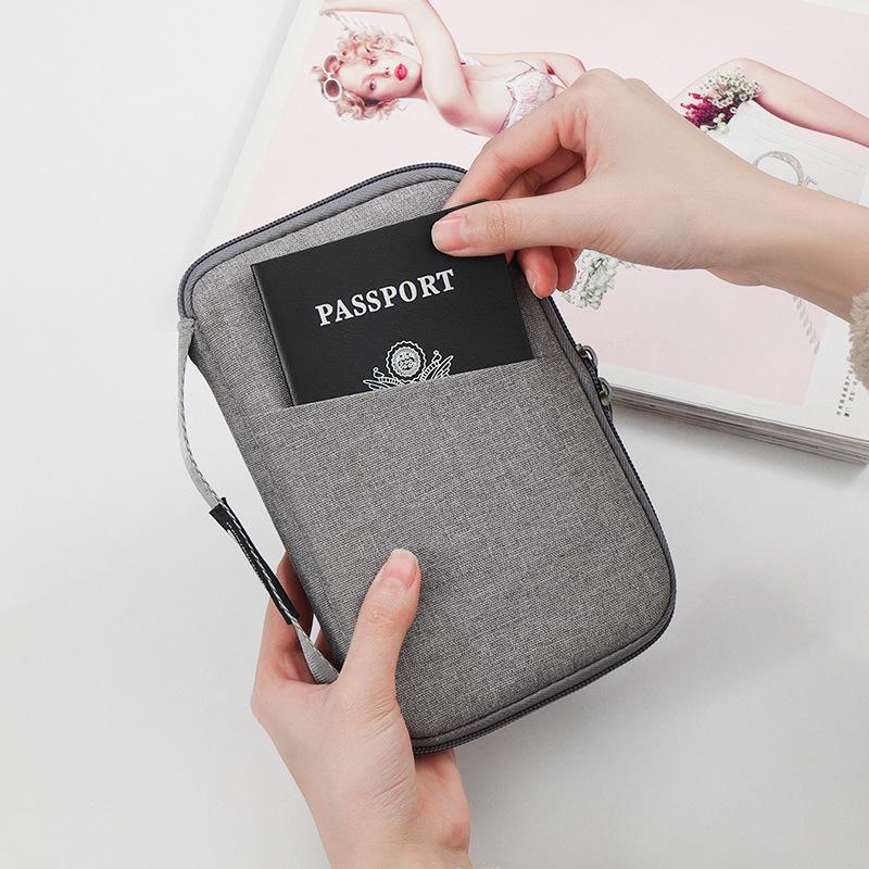 Waterproof Passport Holder Cover Case Multi-Function Passport Protective Cover Zipper Document Case Travel Wallet Accessories