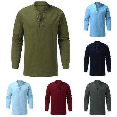 Men's Cotton Linen Shirts Long Sleeve  Shirt Casual Hippie Beach Yoga Tops