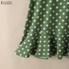 ZANZEA Women Casual Round Neck Short Sleeve Summer Polka Dot Print Dress