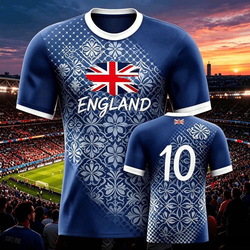 Maillot de Football Homme Angleterre Été 2026 Respirant Entraînement d'Équipe Mode Imprimé Décontracté Femme Manches Courtes T-shirt de Sport Homme