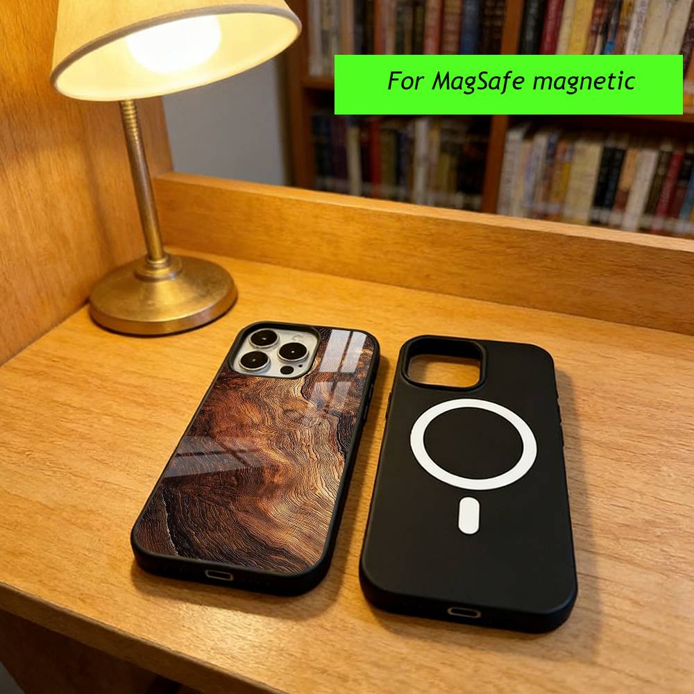 N-Natural wood Phone Case For iPhone17,16,15,14,13,12,11 Plus,Pro Magnetic For Magsafe Wireless Charging iPhone12