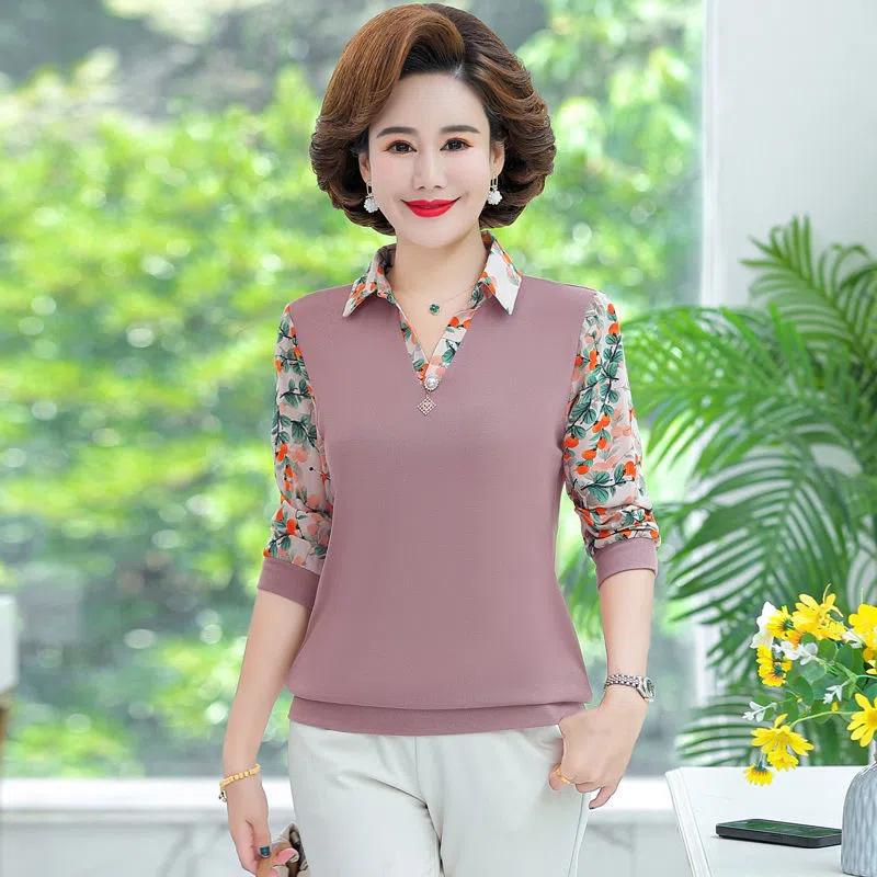 Velvet and Thickened Mother Wear Fashion T-shirt Small Shirt Versatile Women Large Size Bottoming Shirt Tops for Women