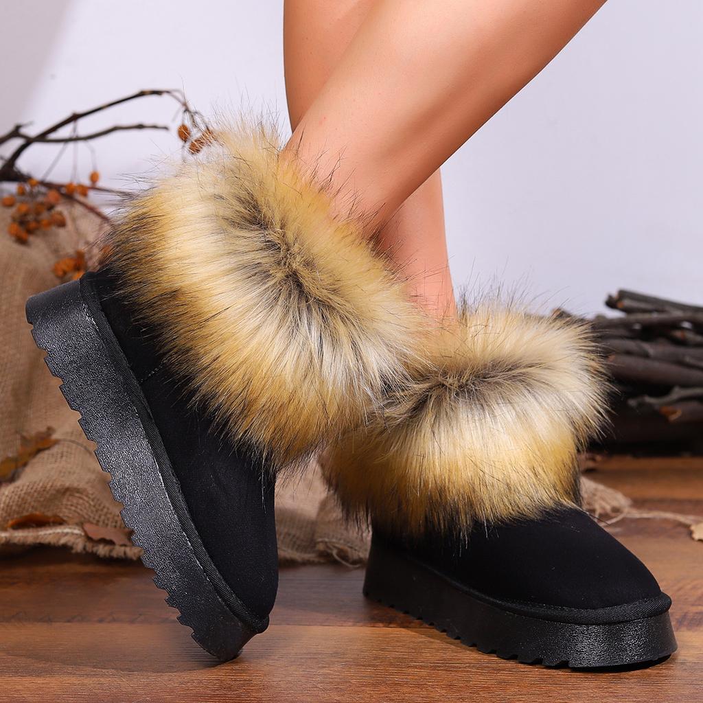 Nowe buty bawełniane typu muffin na grubej podeszwie Mao Mao zapewniają ciepło i mają pogrubioną podeszwę zewnętrzną z TPR, są antypoślizgowe, futro zintegrowane ze śniegiem