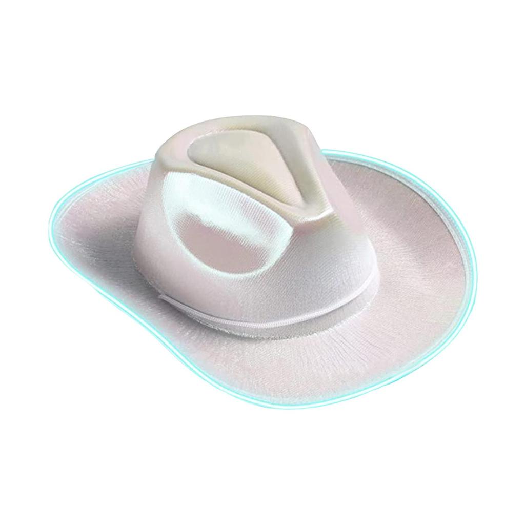 Light up Cowboy Hat Wide Brim Rave Cap Headgear Costume LED Cowboy Hat for Party Role Play Music Festival Concerts Bridal Shower