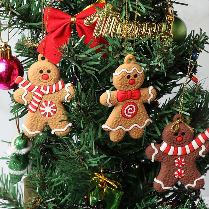 6/12pcs Gingerbread Man Ornaments Xmas Tree Hanging Pendant Christmas Decorations for Home 2024 New Year Gift Navidad Noel