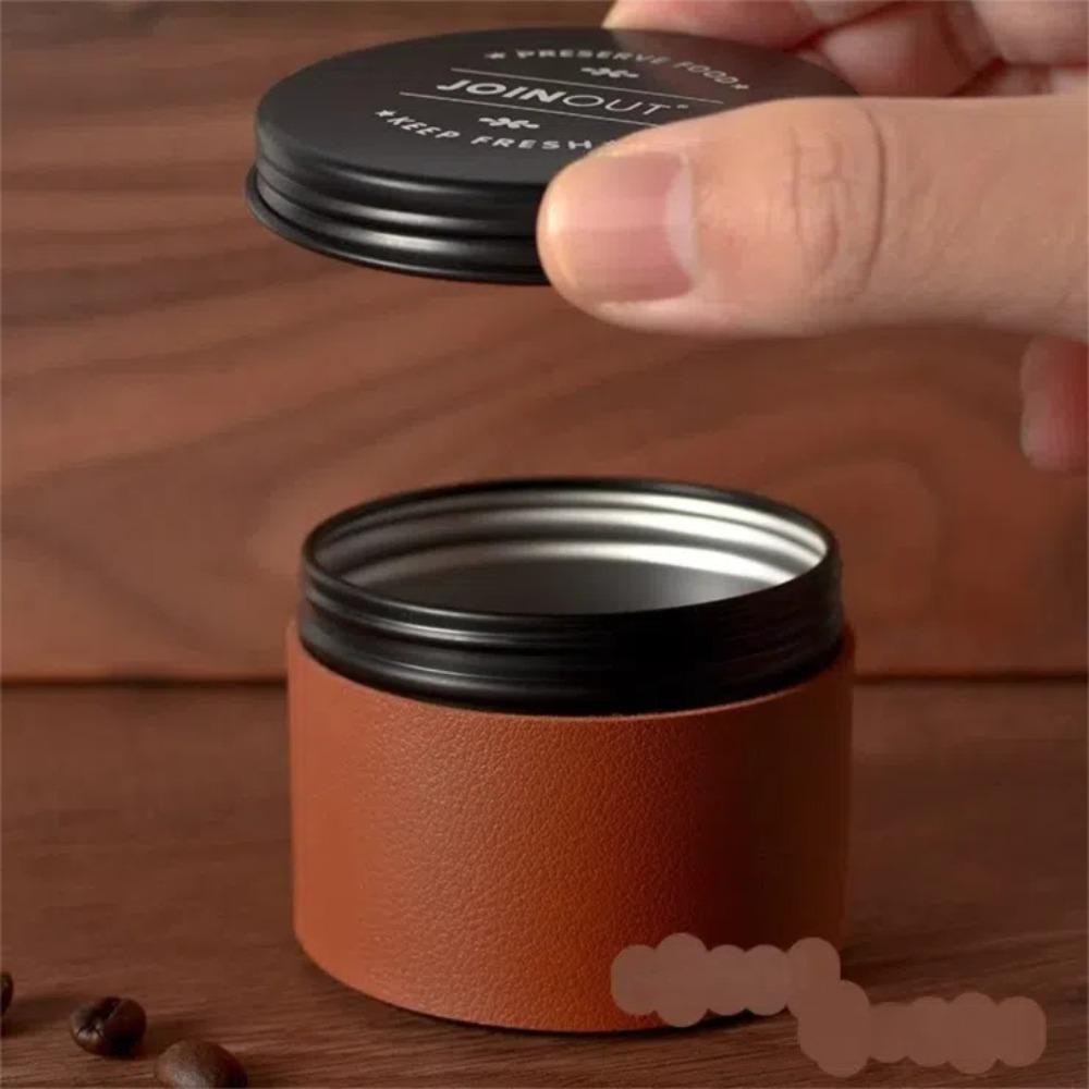 Coffee Storage Tool Mini Coffee Bean Storage Jar Leather Case Moisture-proof Coffee Bean Airtight Cans Coffee Powder Sealed Jar
