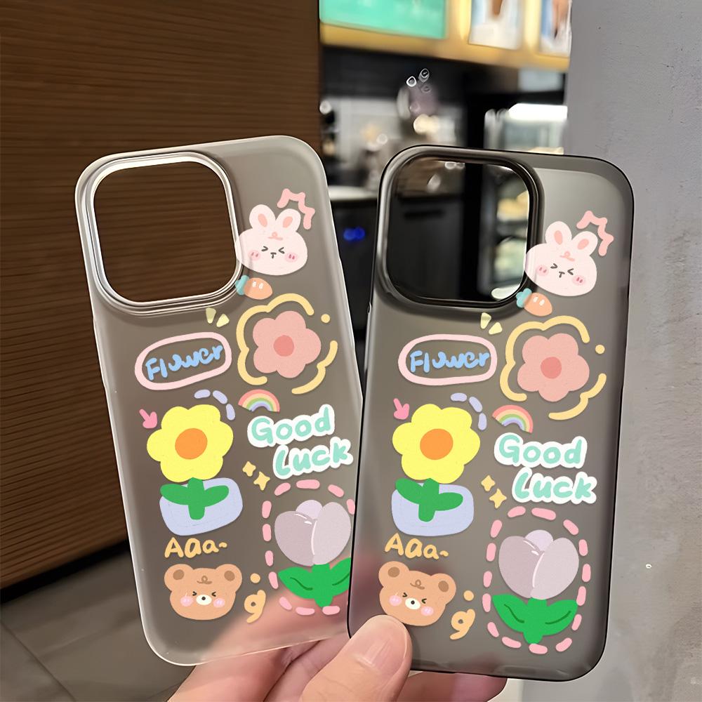 Mobile Phone Cases for iPhone 11 13 15 Pro Max 12 14 Pro Max Case iPhone 16 15 Plus 13 Pro 12 Mini 13 Mini Frosted Texture Painted Cartoon Flowers