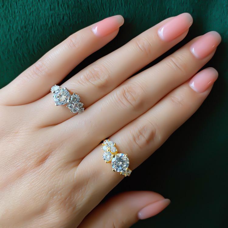 New Round Yellow Diamond Synthetic High Carbon Diamond Ring