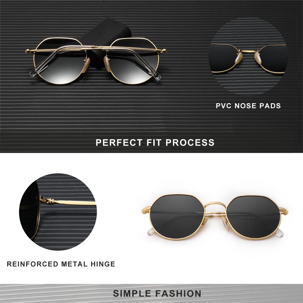 NINESUN New Polarized Sunglasses For Men Women Retro UV400 Round Alloy Frame Anti-reflection Glassses Luxury Eyewear