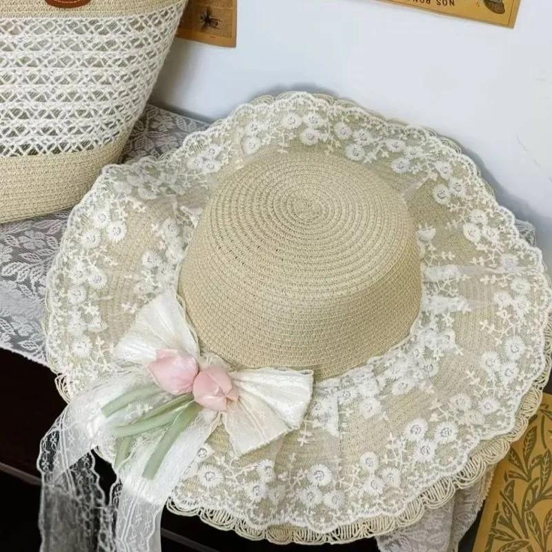 Summer Straw Hat With Large Brim For Sun Protection And Beach Travel