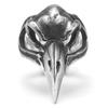 Anillo Abierto Ajustable Hombres Mujeres Vintage Punk Calavera Cabeza de Cuervo Pájaro Joyería Gótica de Plata Esterlina