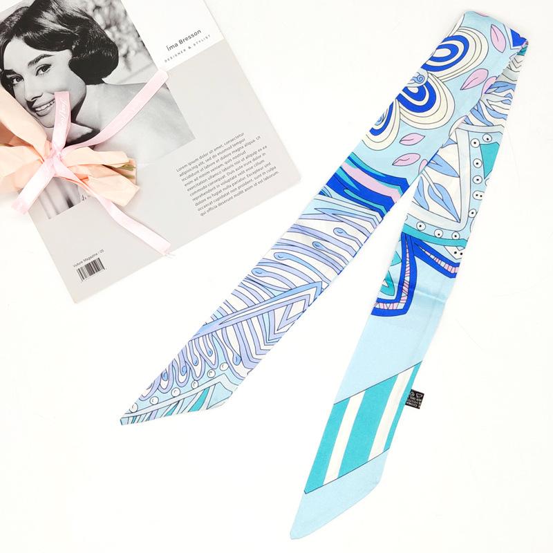 Classic New Long Small Silk Scarf, Decorative Slender Tied Bag Silk Scarf Small Ribbon Scarf Small Streamer Women's Scarf