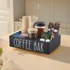 4 Compartments Wooden Coffee Bar Organizer Retro Style Condiment Storage Rack  Remote Control