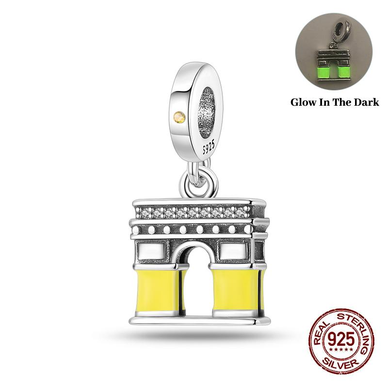 Klassischer Kupfer Eiffelturm Koffer Berühmte Sehenswürdigkeiten Charms Perlen Passend für 3mm Original Armbänder DIY Schmuck Geschenk