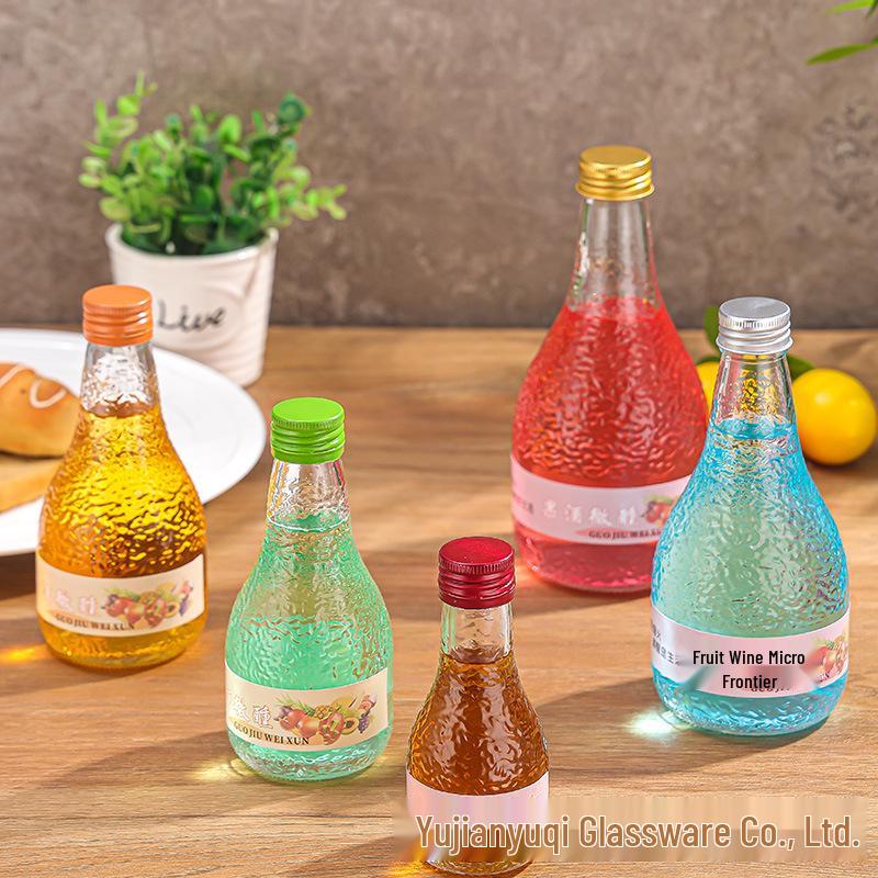In-Stock Orange Peel Texture Wine Glass Bottle for Home Brewing - Small Sealed Bottle for Fruit, Plum, Red Wine.