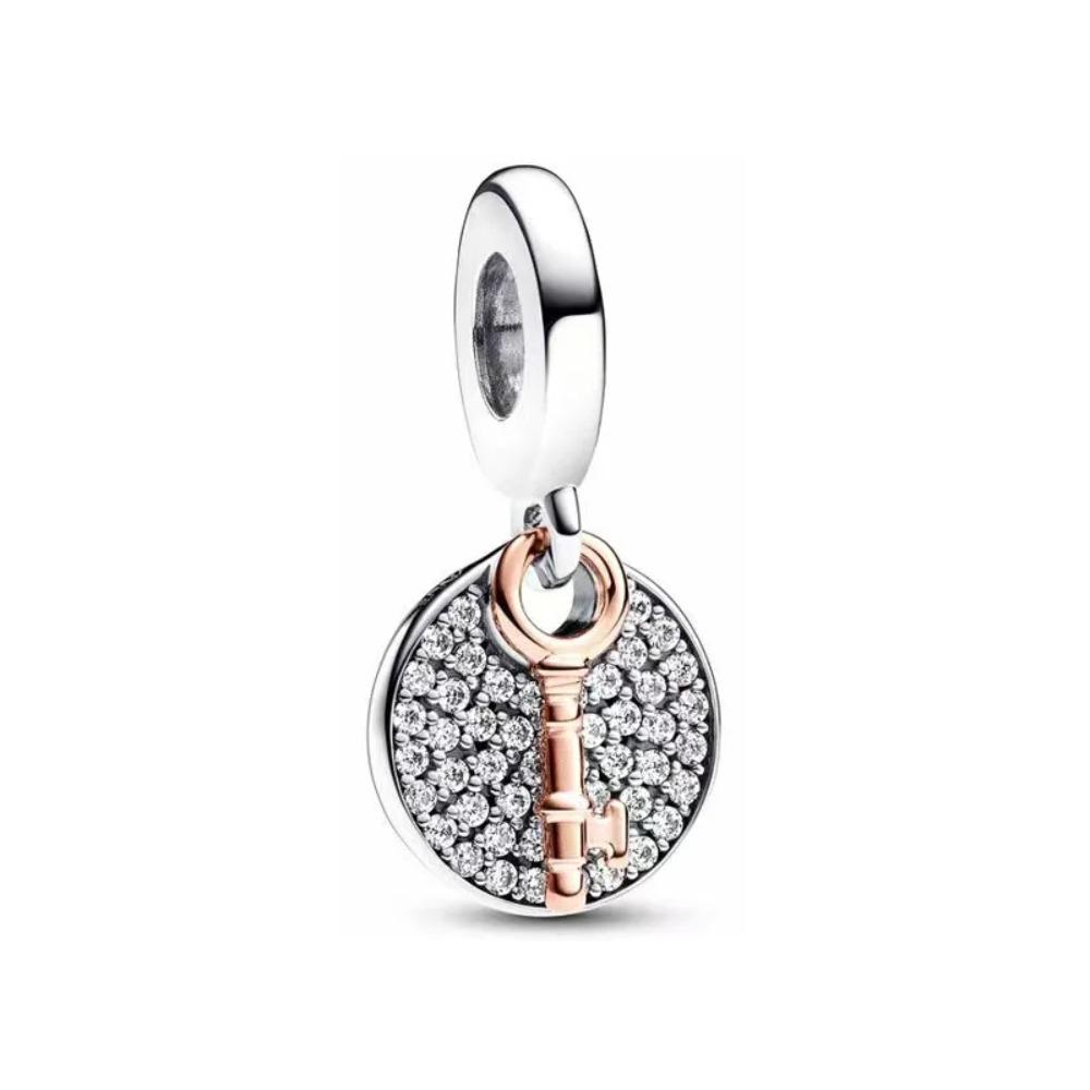 Charms Lucchetto Chiave in Argento 925 Ciondoli a Forma di Cuore per Bracciale Gioielli Fai da Te Regalo