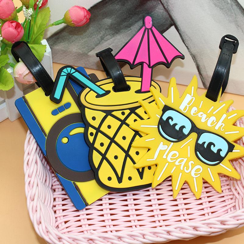Travel Accessories Creative Baggage Boarding Luggage Tag Animal Cartoon Silica Gel Suitcase ID Address Label Holder Portable