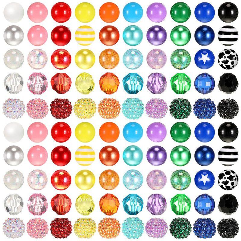

M-Modern-100 Pcs 20Mm Beads For Pens Rhinestone Beads Bubblegum Beads For Pens Beadable Keychains DIY Craft Pen Jewelry Making D разноцветный