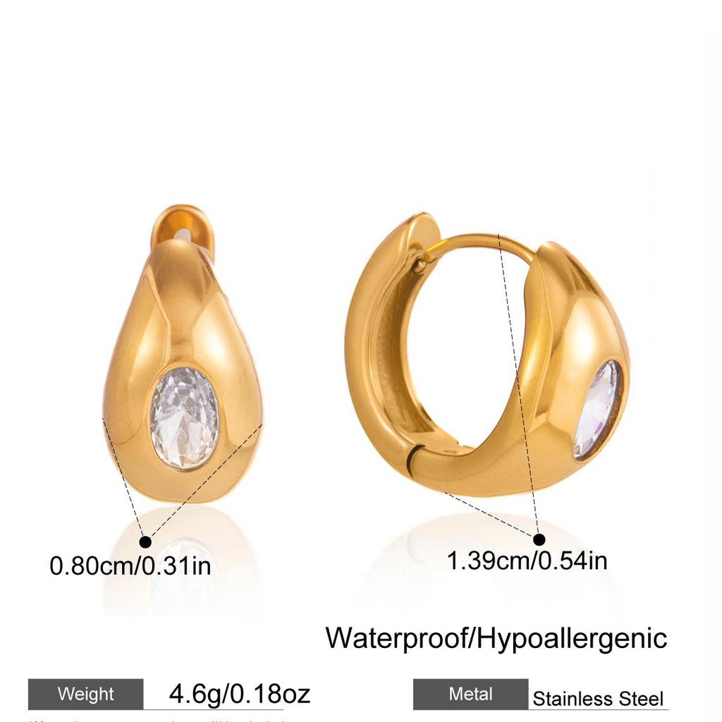 Yori High Quality Stainless Steel Shiny Cubic Zirconia Round Daily Hoop Earrings Versatile Popular PVD Waterproof Jewelry