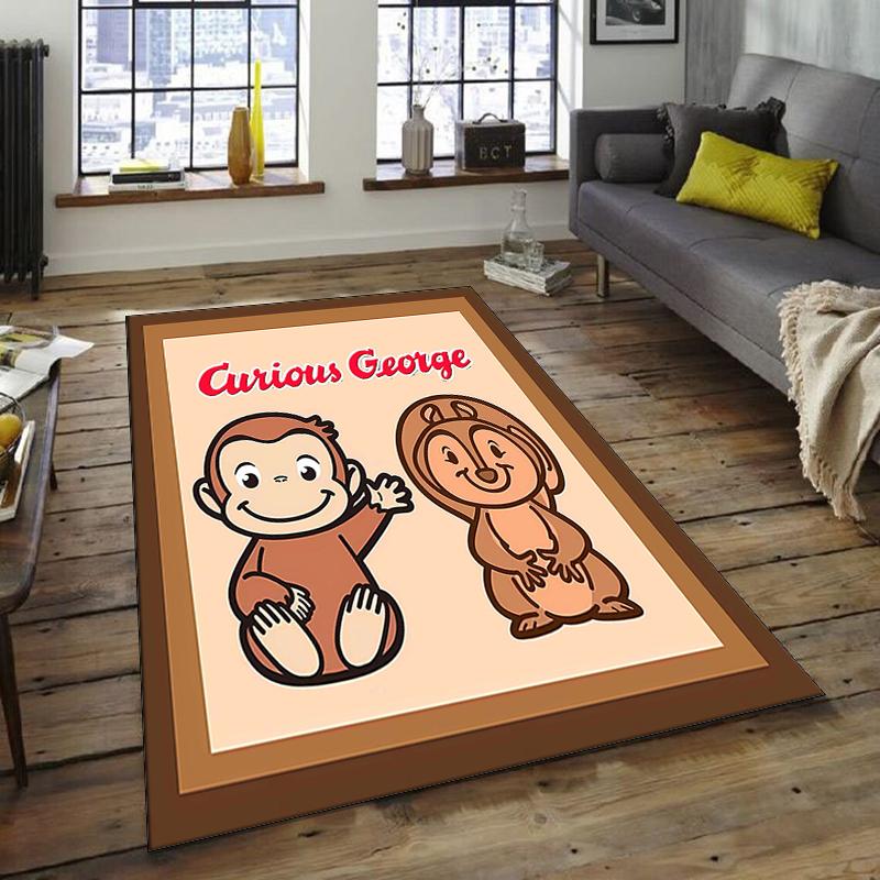 1pc Curious George (9) Design Area Rug - Non-Slip, Soft & Cozy Floor Mat for Living Room, Bedroom, Office - Indoor/Outdoor Decorative Carpet
