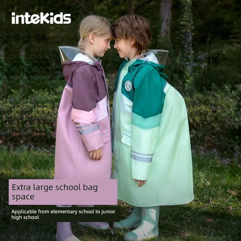 Children's Raincoat for Middle and Big Children and Girls with Schoolbag 2024 New Waterproof Rain Cape for Boys and Primary School Students