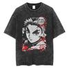 Anime Demon Slayer Rengoku Kyoujurou Print T Shirt Men Women Washed Cotton Tshirts Manga Tee Harajuku Casual