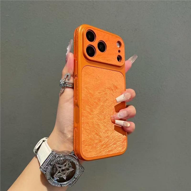 

Premium Apple 16/17 Pro Max Velvet Leather Texture Drop-Proof Case with Large Window iPhone 13 Pro Max помаранчевий