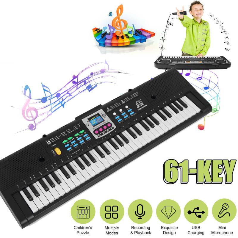 61 Keys Digital Music Electronic Keyboard Kids Multifunctional Electric Piano for Piano Student with Microphone Function