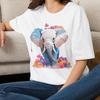Floral Elephant Tee | Elephant Graphic T-Shirt, Animal Tee Shirt Gift for Her Mom Grandma Family Friend Sister Crew Team Party Aunt