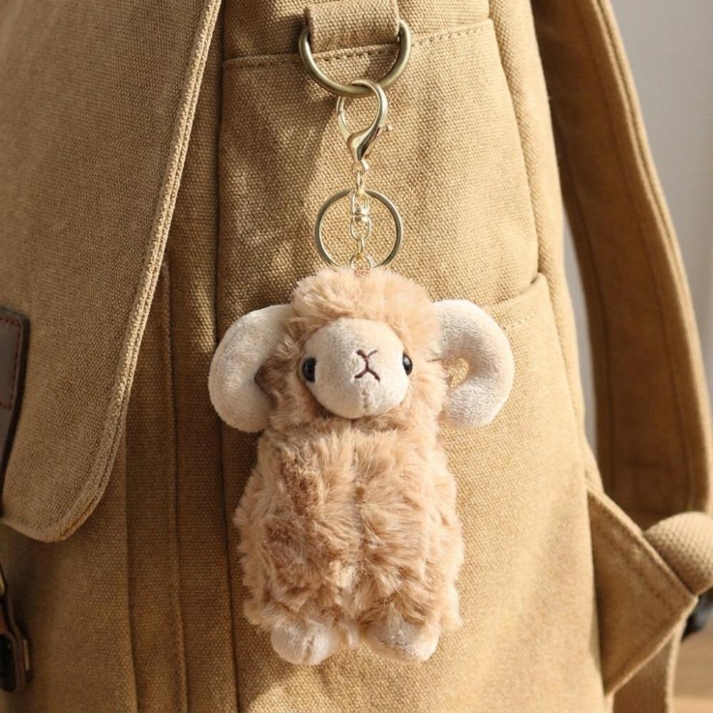 Curly Wool Plush Keychain Fluffy Bag Charm Cute Sheep Pendant Office
