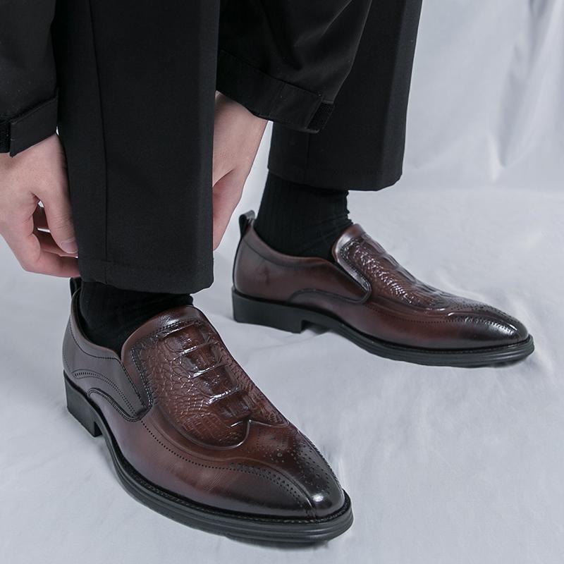 Men Loafers Dress Business Office Formal Shoes Black Brown Retro Leather Shoes Plus Size