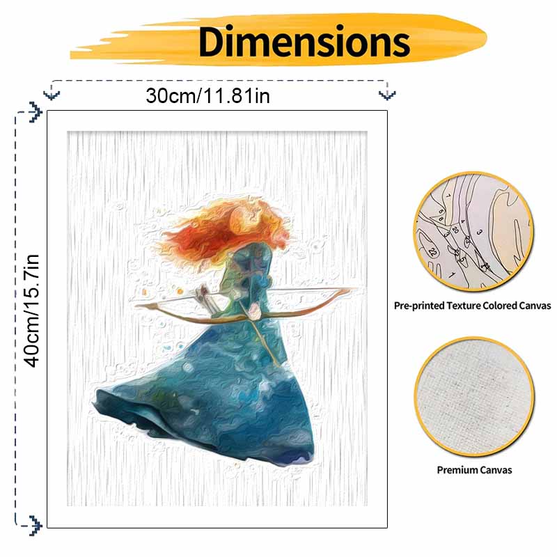 Disney Brave Merida Oil Paint by Numbers Painting Kit Handmade Diy Home Decor Gifts Wall Art Canvas Picture Unique Aesthetic Decor